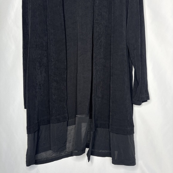 Chicos Travelers Women's 2 (12) Black Open Cardigan Jacket Sheer Bottom - Picture 3 of 7